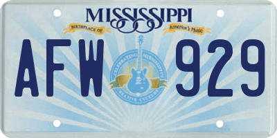 MS license plate AFW929
