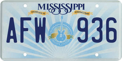 MS license plate AFW936