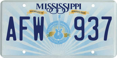 MS license plate AFW937
