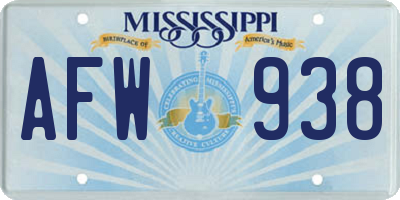 MS license plate AFW938