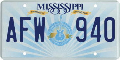 MS license plate AFW940