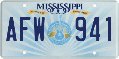 MS license plate AFW941