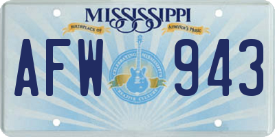MS license plate AFW943