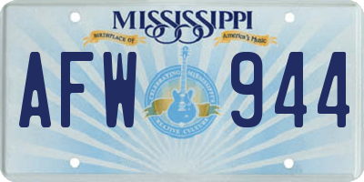 MS license plate AFW944