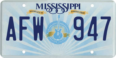MS license plate AFW947
