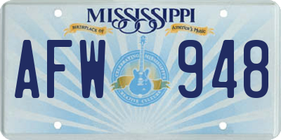 MS license plate AFW948