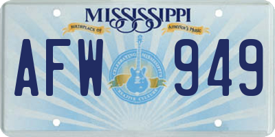 MS license plate AFW949