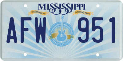 MS license plate AFW951