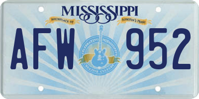 MS license plate AFW952