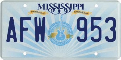 MS license plate AFW953