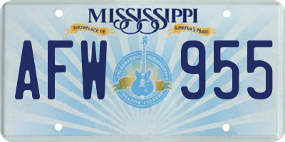 MS license plate AFW955