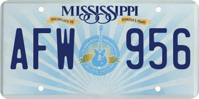 MS license plate AFW956