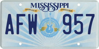 MS license plate AFW957