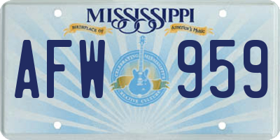 MS license plate AFW959