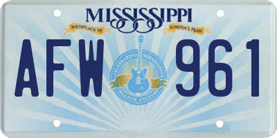 MS license plate AFW961