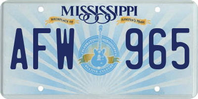 MS license plate AFW965