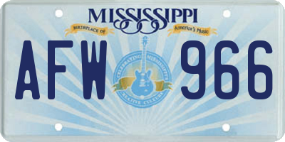 MS license plate AFW966