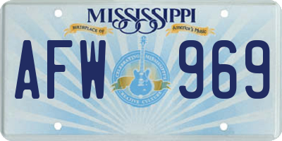 MS license plate AFW969
