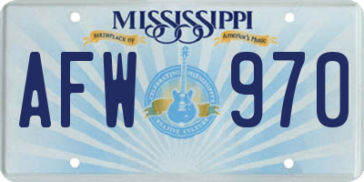 MS license plate AFW970