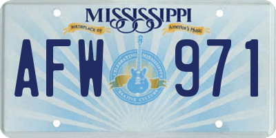 MS license plate AFW971