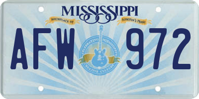 MS license plate AFW972