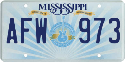 MS license plate AFW973