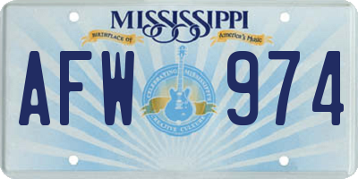 MS license plate AFW974