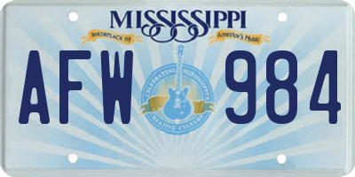 MS license plate AFW984