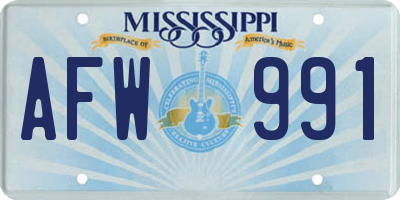 MS license plate AFW991