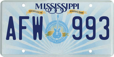 MS license plate AFW993