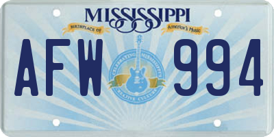 MS license plate AFW994