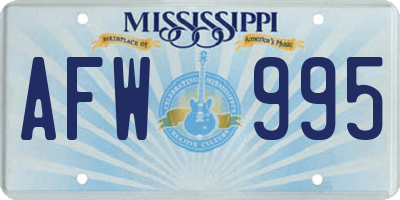 MS license plate AFW995