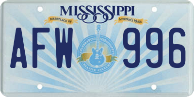 MS license plate AFW996