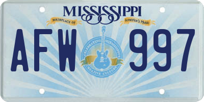 MS license plate AFW997