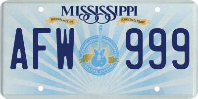 MS license plate AFW999