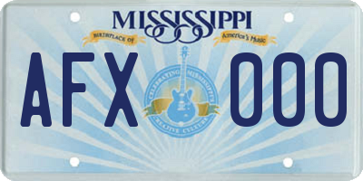 MS license plate AFX000