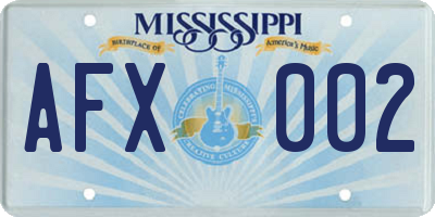 MS license plate AFX002