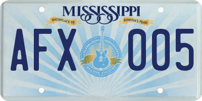 MS license plate AFX005