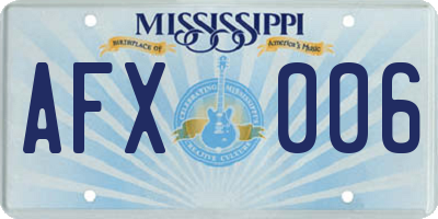 MS license plate AFX006