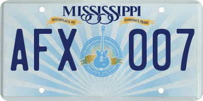 MS license plate AFX007