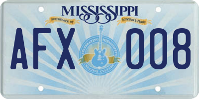 MS license plate AFX008