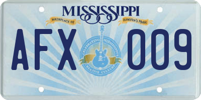 MS license plate AFX009