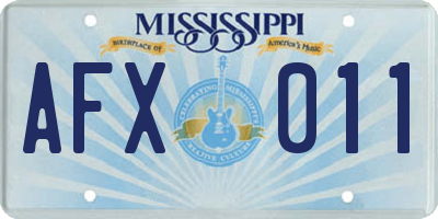 MS license plate AFX011
