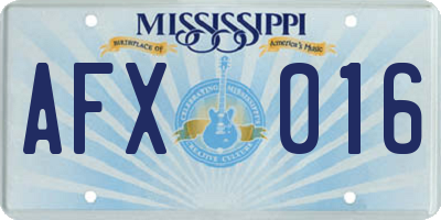 MS license plate AFX016
