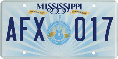 MS license plate AFX017