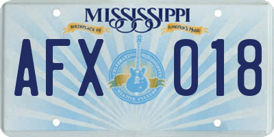 MS license plate AFX018