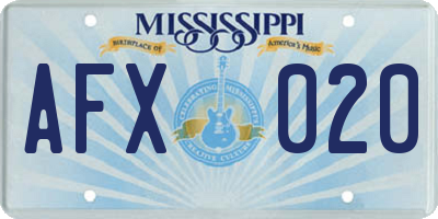 MS license plate AFX020