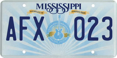 MS license plate AFX023