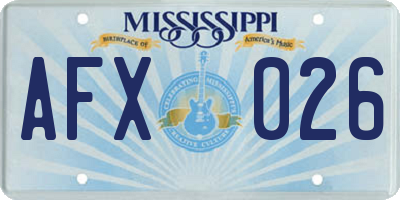 MS license plate AFX026