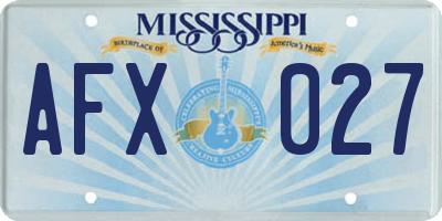 MS license plate AFX027